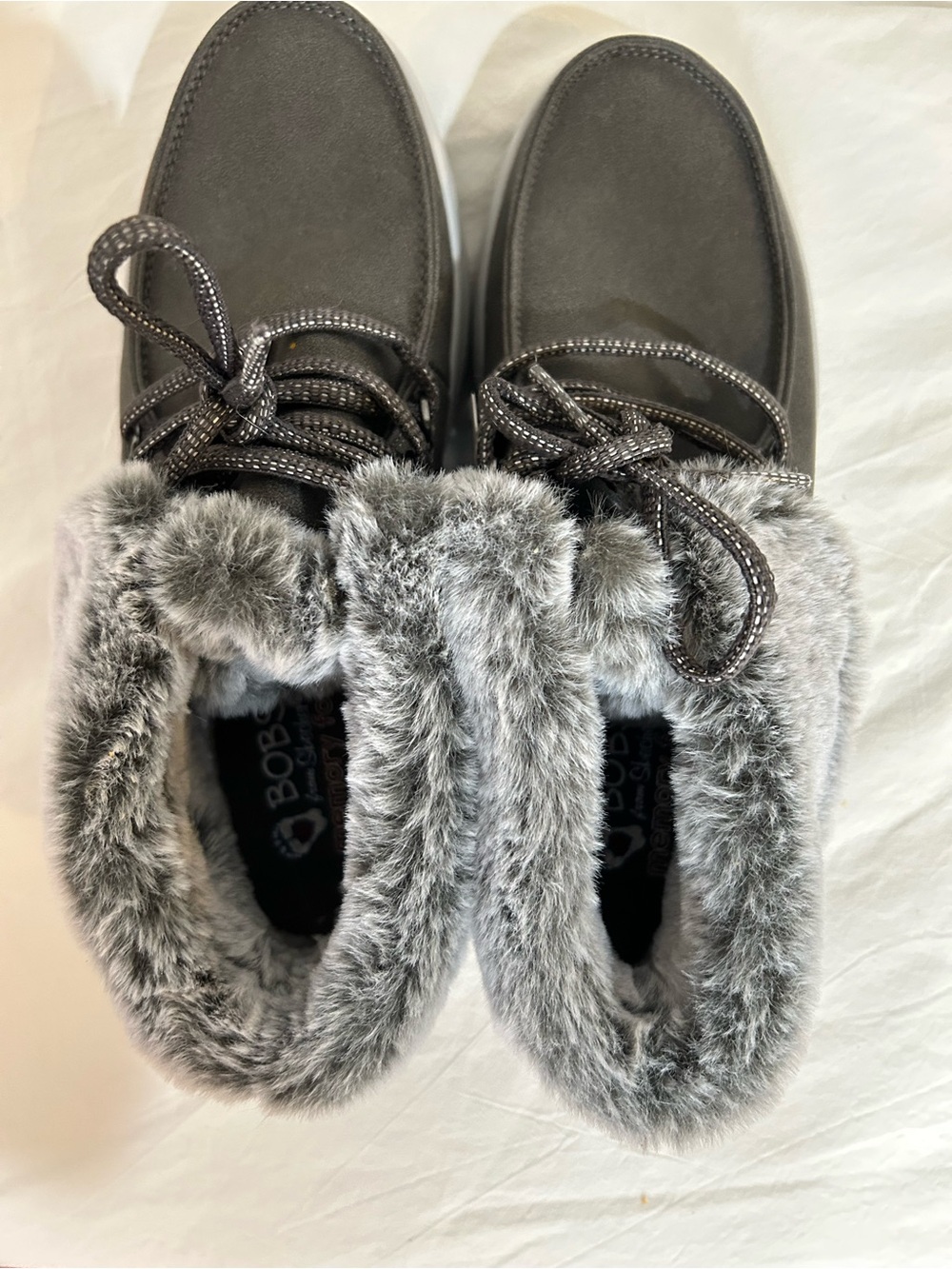 Skechers Cozy Faux Fur Lined Charcoal Grey Booties Sneakers Size 8 - Picture 4 of 10
